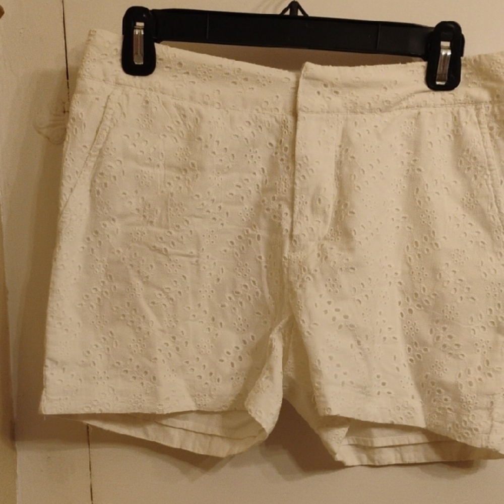 Cynthia Rowley High Waist White Textured Shorts